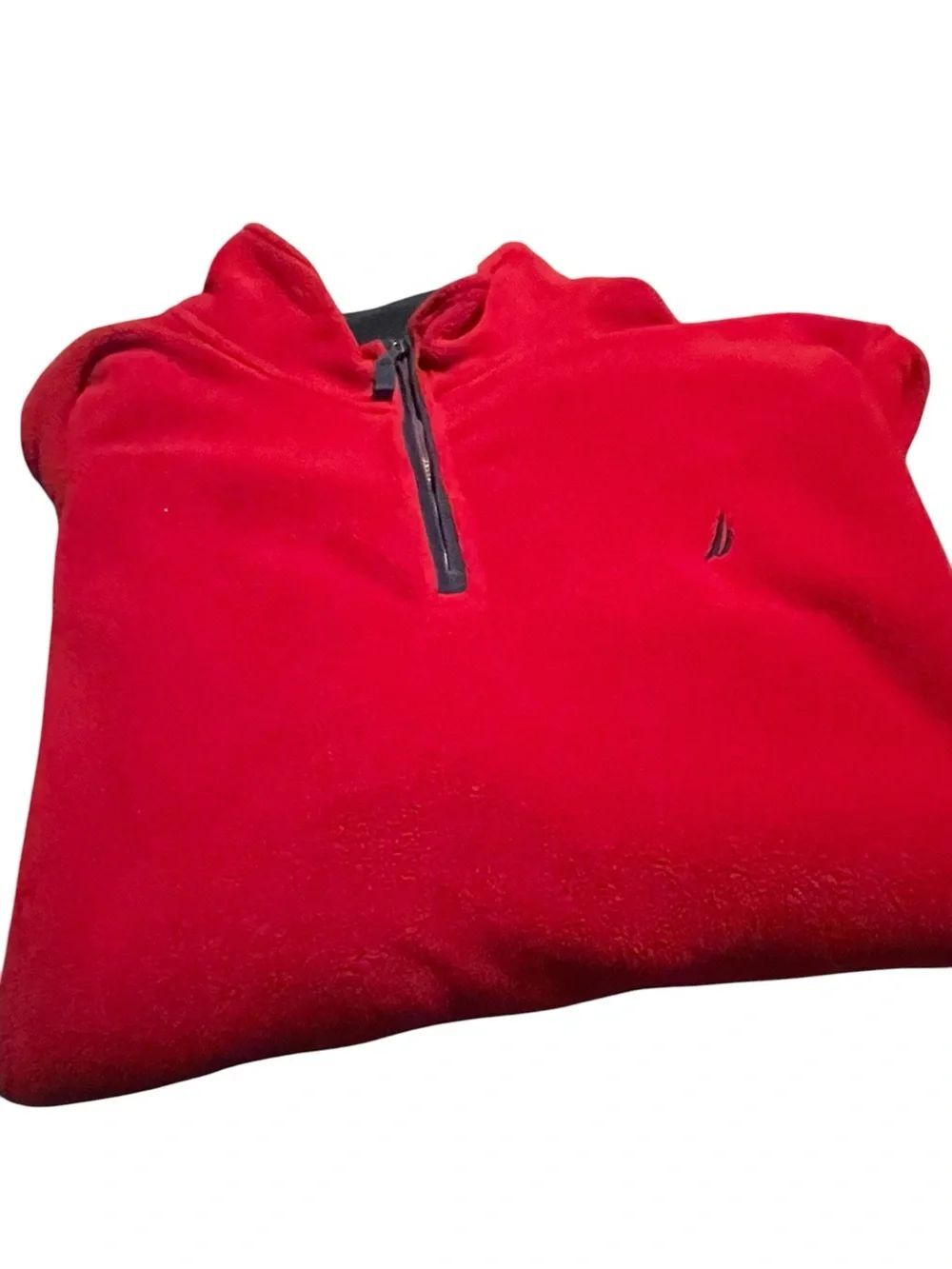 Nautica size XL Men's Red Quarter-Zip Sweater with Contrast Trim never worn